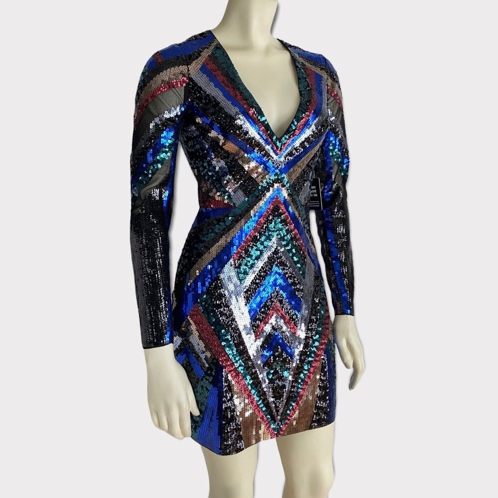 size XS Express dress sequin mini v-neck bodycon‎ cocktail/party Short mini NWT - Picture 6 of 10